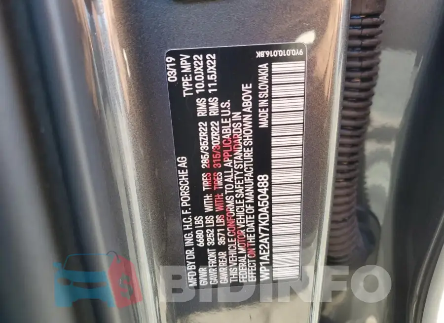WP1AE2AY7KDA50488 Photo# 13