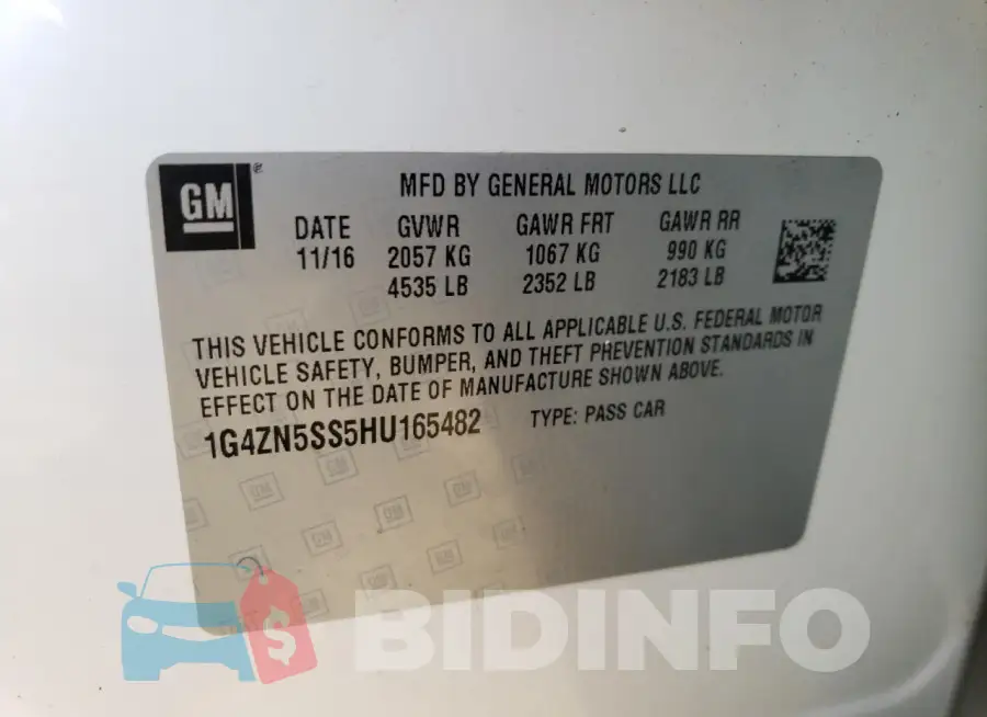 1G4ZN5SS5HU165482 Photo# 12