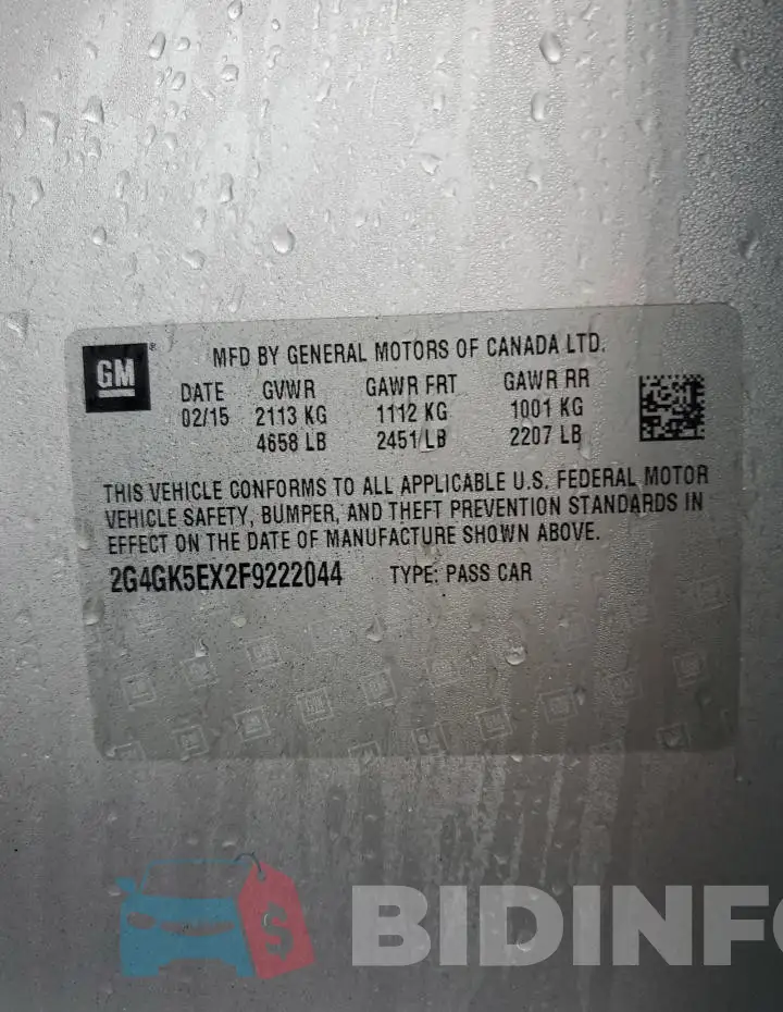 2G4GK5EX2F9222044 Photo# 12