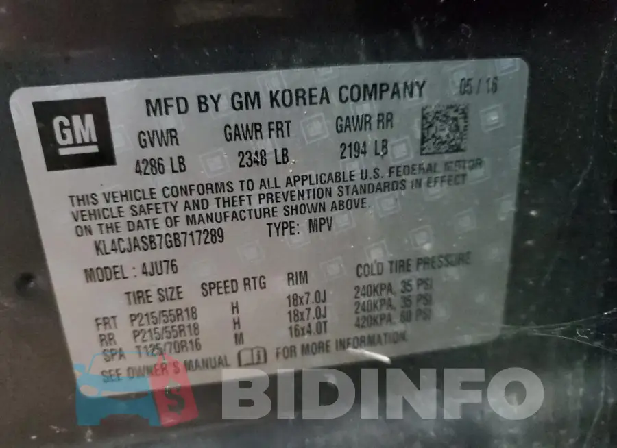 KL4CJASB7GB717289 Photo# 14