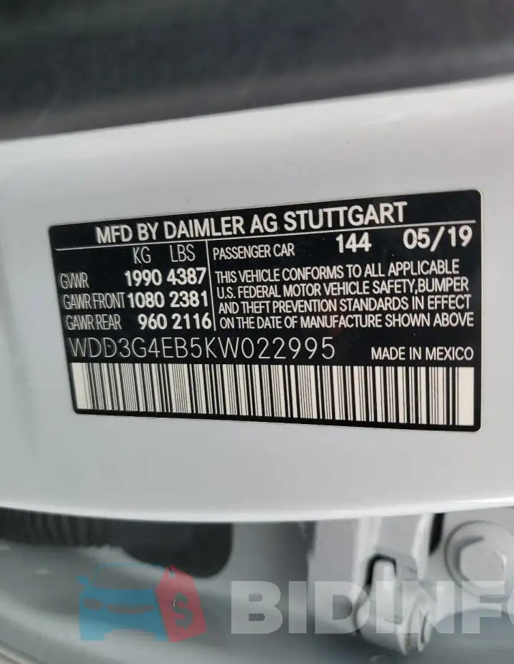 WDD3G4EB5KW022995 Photo# 12