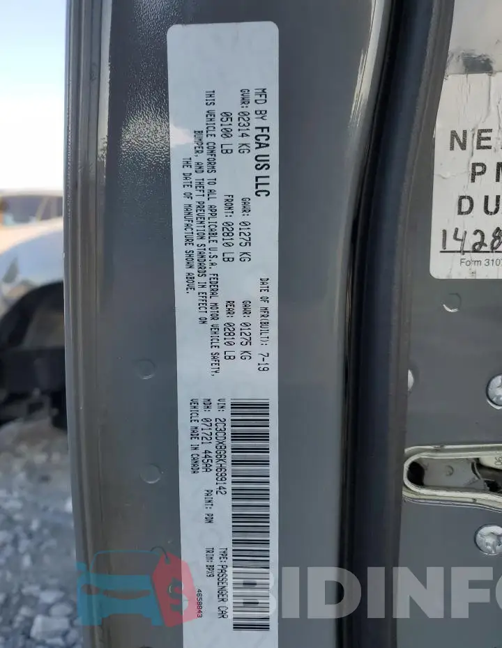 2C3CDXBG6KH699142 Photo# 12
