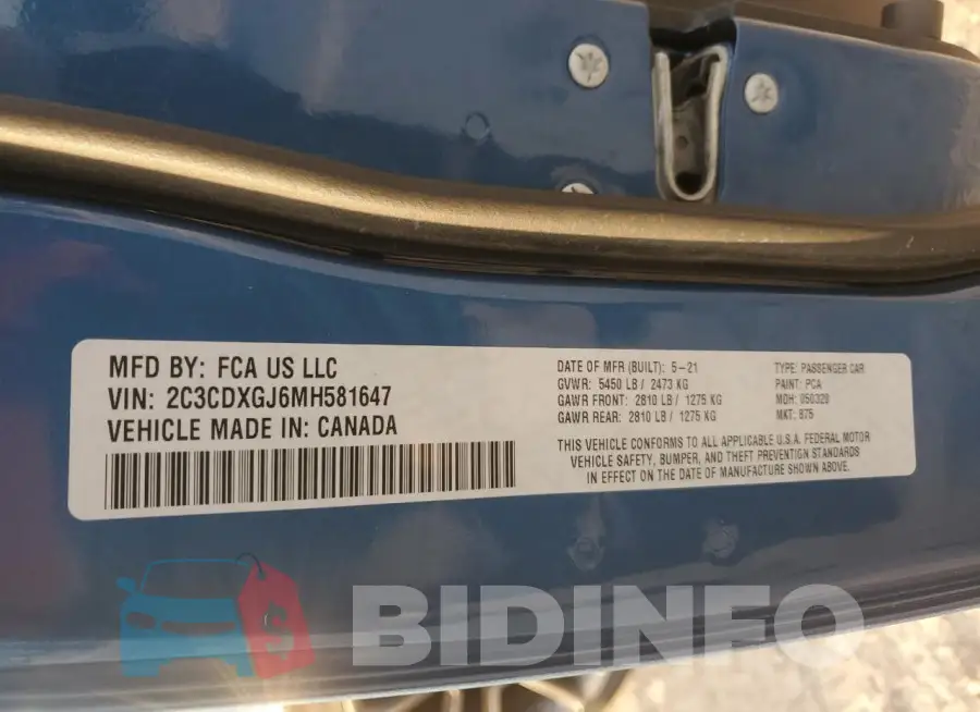 2C3CDXGJ6MH581647 Photo# 12