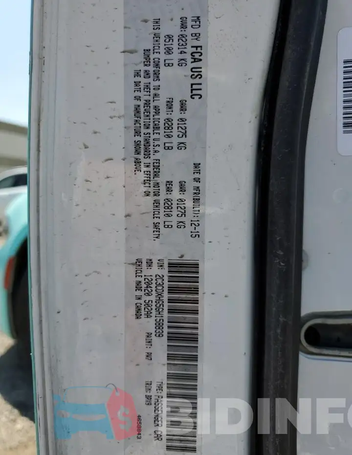 2C3CDXHG5GH158839 Photo# 12