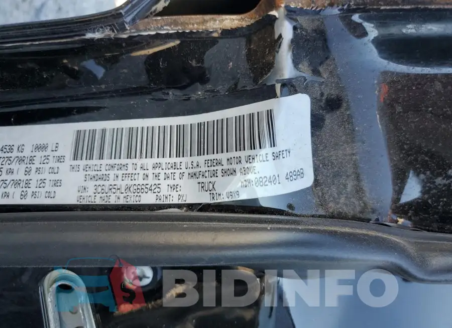 3C6UR5HL0KG665425 Photo# 12