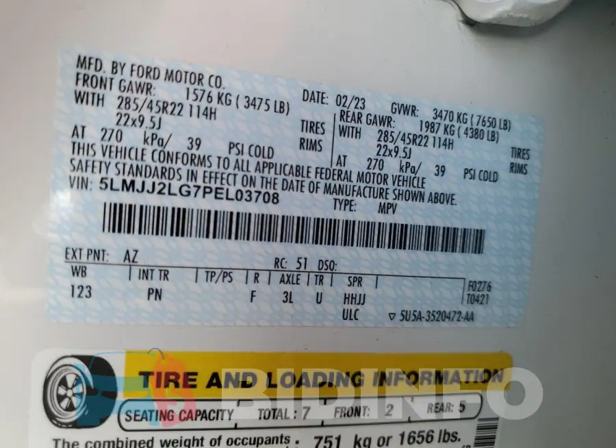 5LMJJ2LG7PEL03708 Photo# 13