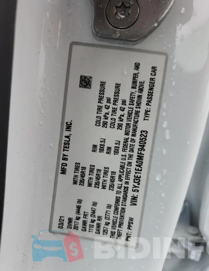 5YJ3E1EA0MF940523 Photo# 12