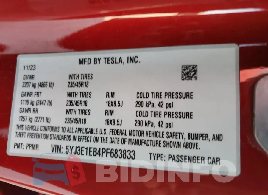 5YJ3E1EB4PF683833 Photo# 13