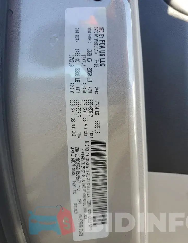 2C4RC1BG8HR539577 Photo# 13