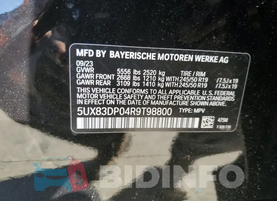5UX83DP04R9T98800 Photo# 13