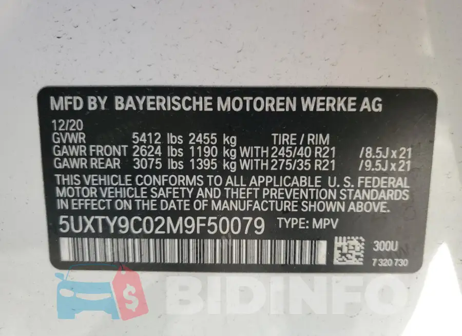5UXTY9C02M9F50079 Photo# 14