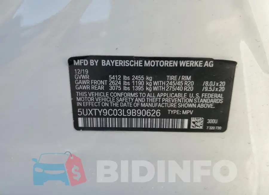 5UXTY9C03L9B90626 Photo# 13