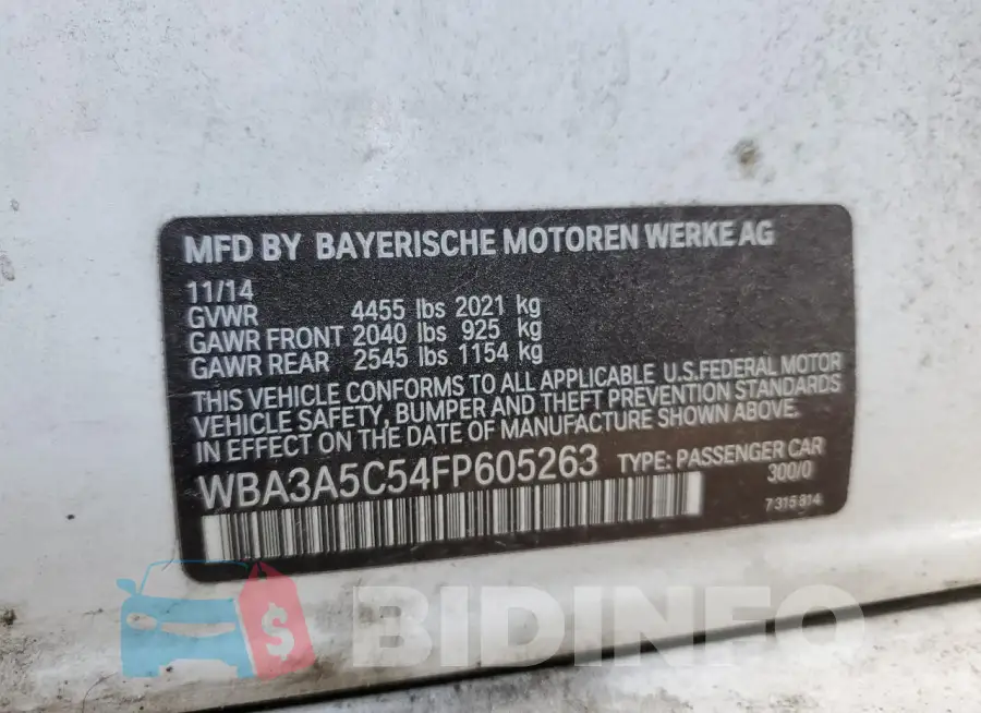 WBA3A5C54FP605263 Photo# 12