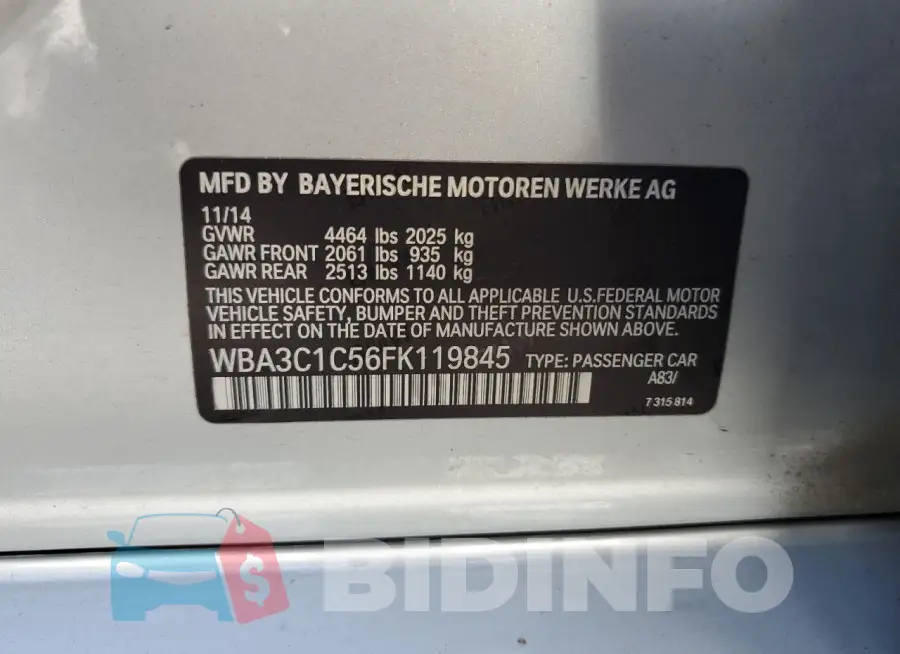 WBA3C1C56FK119845 Photo# 12