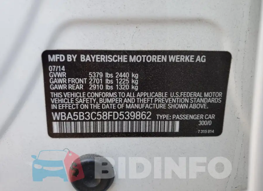 WBA5B3C58FD539862 Photo# 12