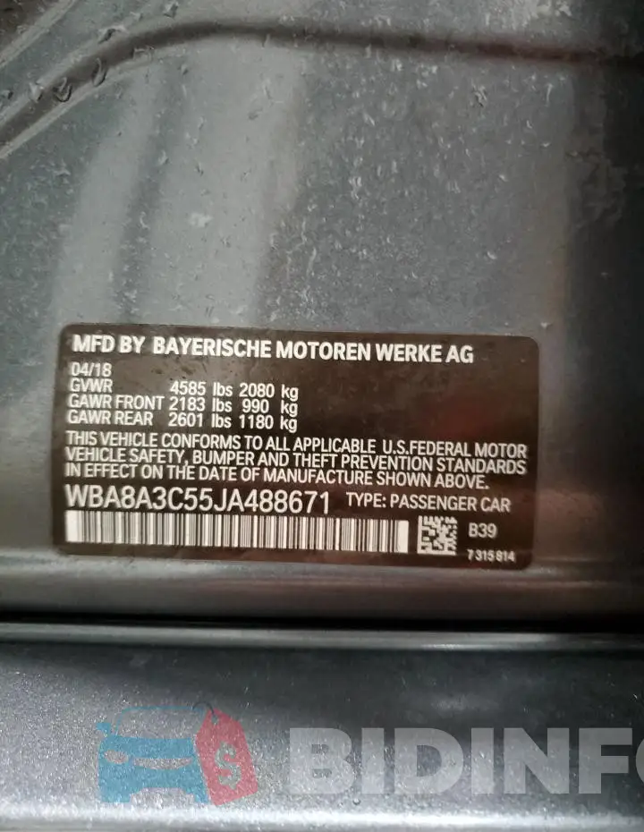 WBA8A3C55JA488671 Photo# 12