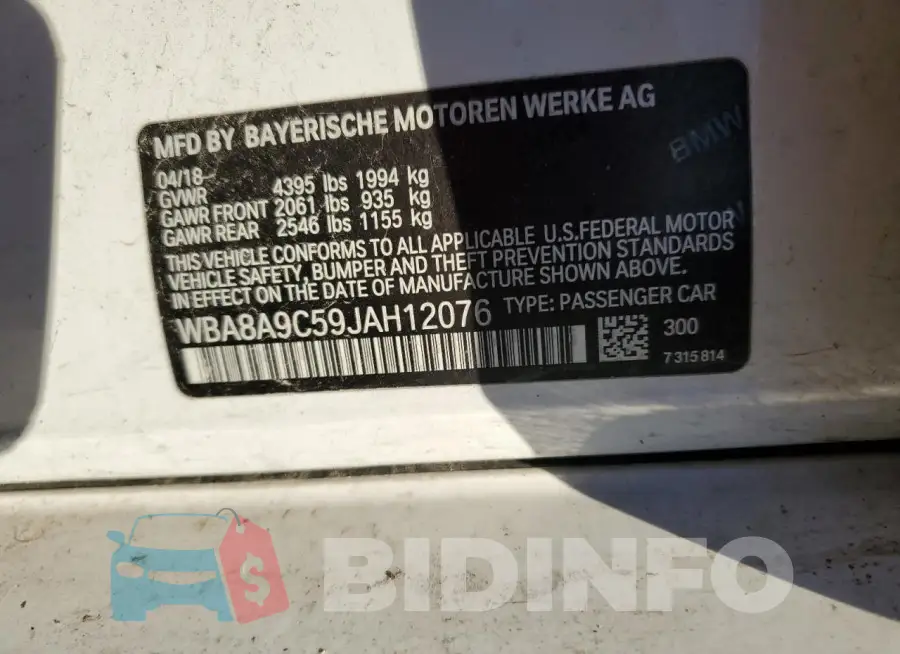 WBA8A9C59JAH12076 Photo# 12