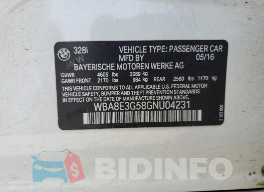 WBA8E3G58GNU04231 Photo# 12