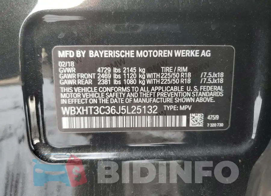 WBXHT3C36J5L25132 Photo# 13