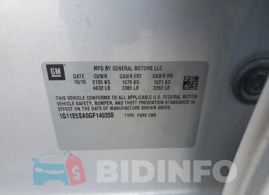 1G11E5SA6GF149358 Photo# 12