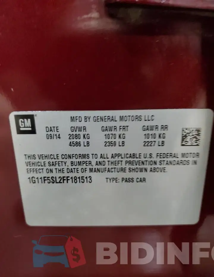 1G11F5SL2FF181513 Photo# 12