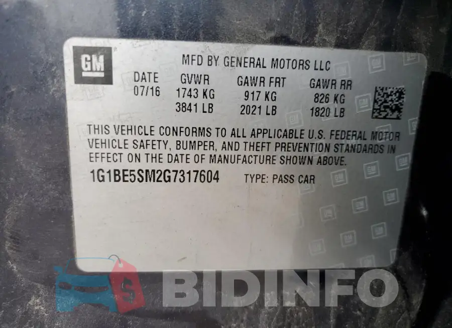 1G1BE5SM2G7317604 Photo# 13