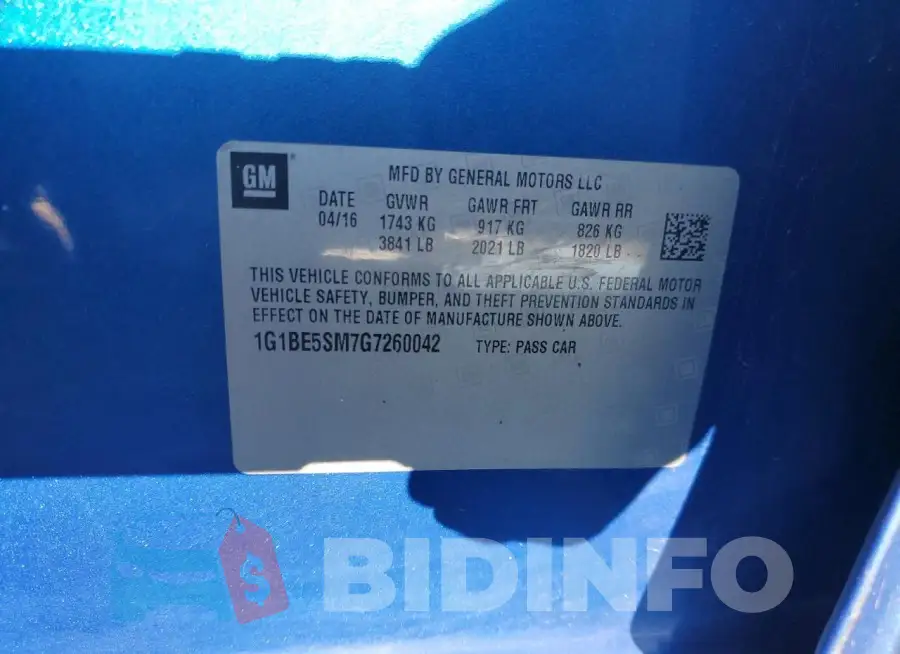 1G1BE5SM7G7260042 Photo# 12