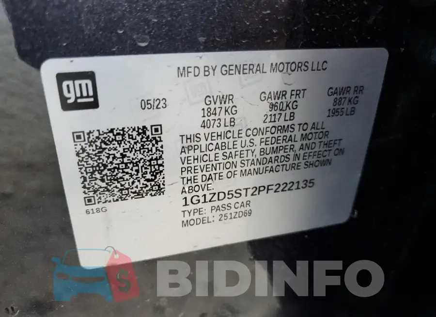 1G1ZD5ST2PF222135 Photo# 12