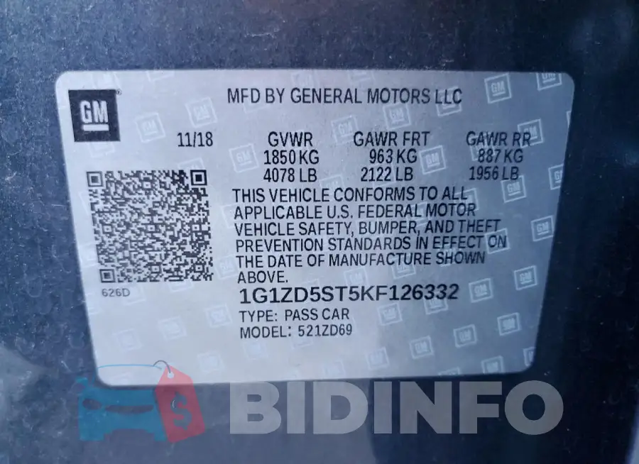 1G1ZD5ST5KF126332 Photo# 13
