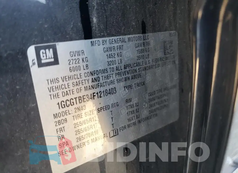 1GCGTBE34F1218403 Photo# 13