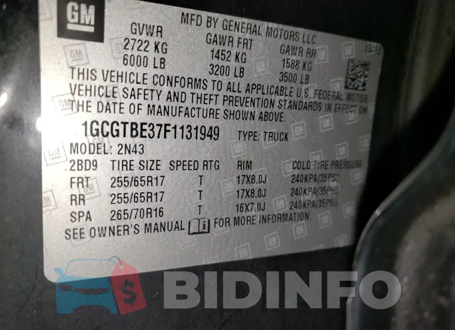 1GCGTBE37F1131949 Photo# 12