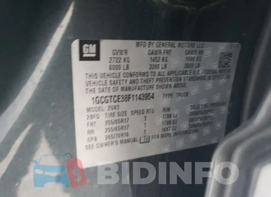 1GCGTCE38F1143954 Photo# 12