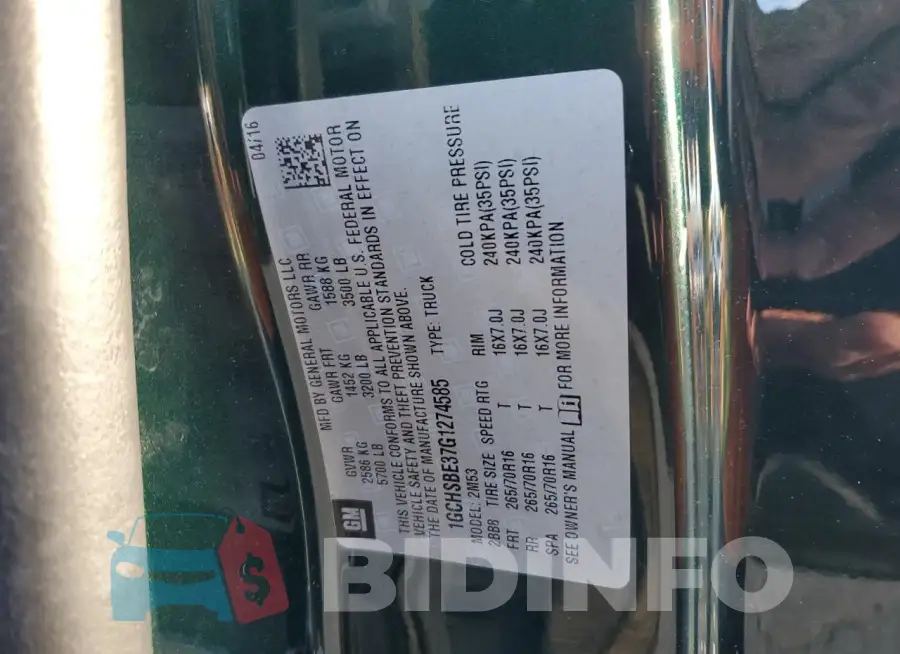 1GCHSBE37G1274585 Photo# 12