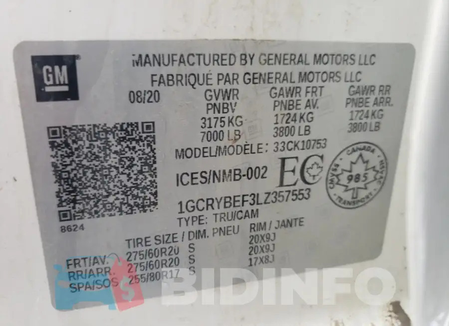 1GCRYBEF3LZ357553 Photo# 13