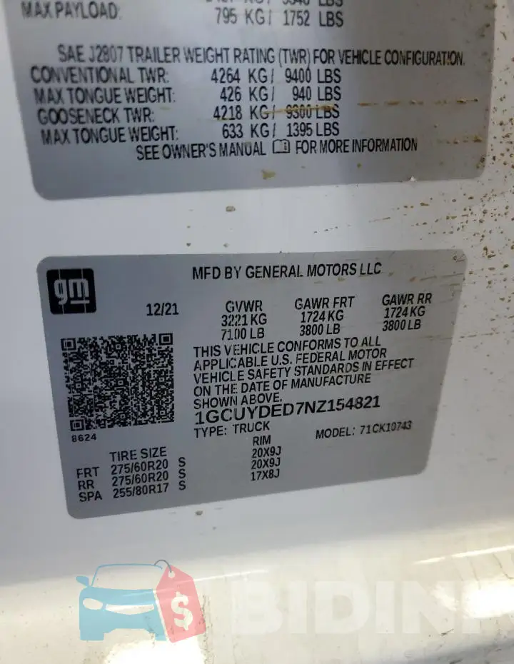 1GCUYDED7NZ154821 Photo# 13