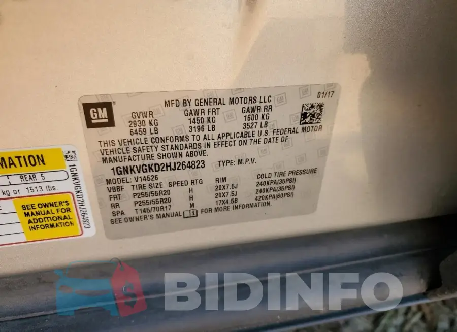 1GNKVGKD2HJ264823 Photo# 13