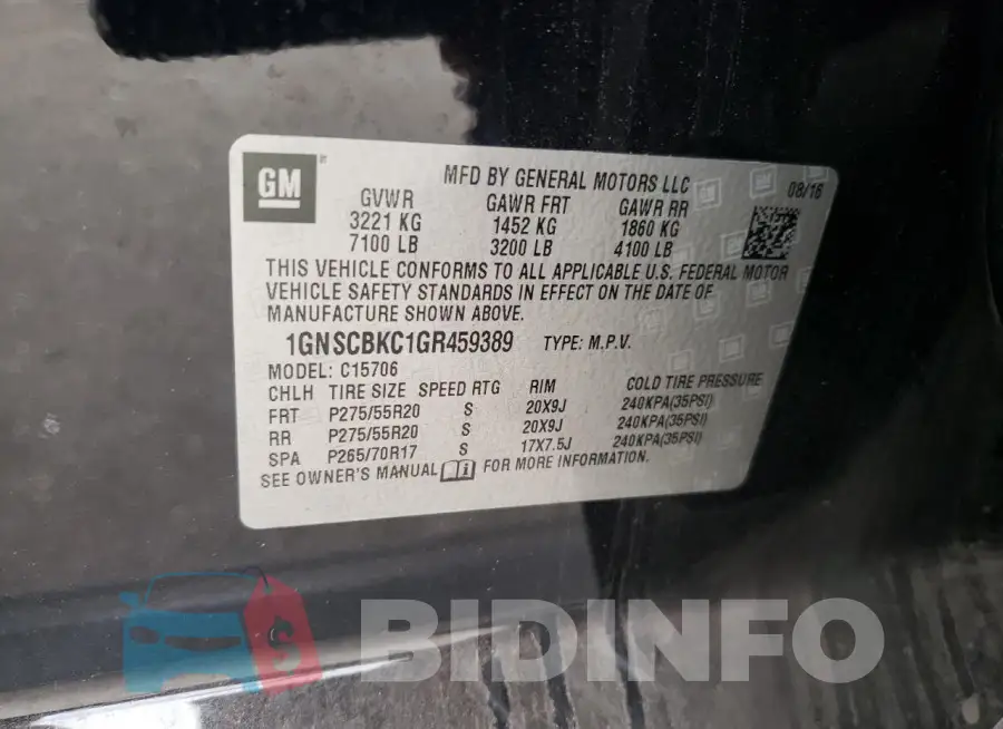 1GNSCBKC1GR459389 Photo# 12