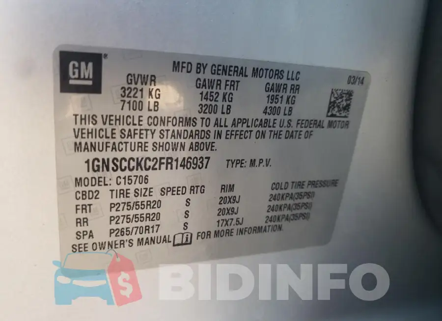 1GNSCCKC2FR146937 Photo# 13