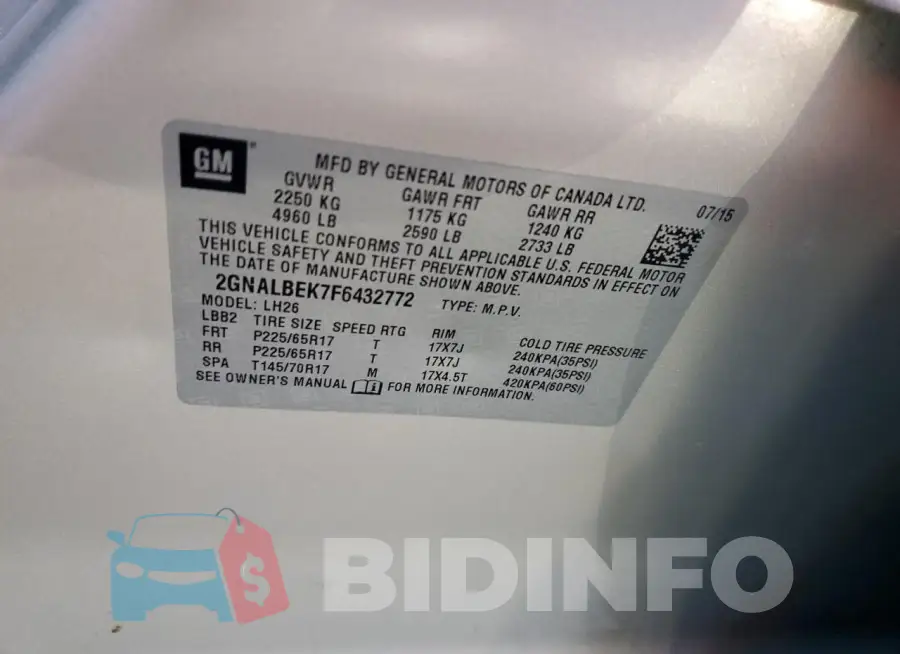 2GNALBEK7F6432772 Photo# 13