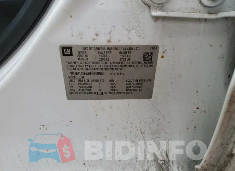 2GNALDEK8F6208955 Photo# 12