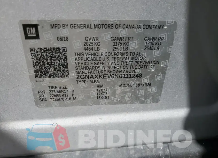 2GNAXKEV6K6111248 Photo# 13