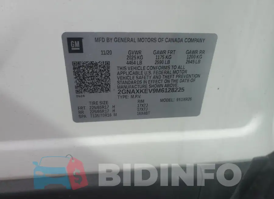 2GNAXKEV9M6128225 Photo# 13