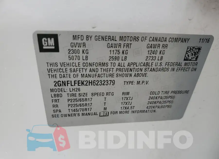2GNFLFEK2H6232379 Photo# 13