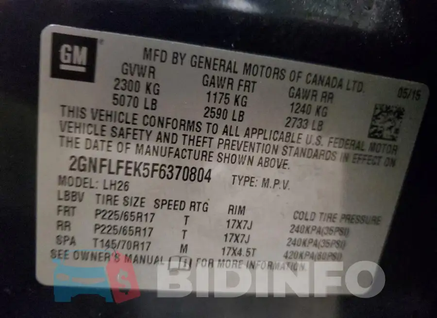 2GNFLFEK5F6370804 Photo# 14