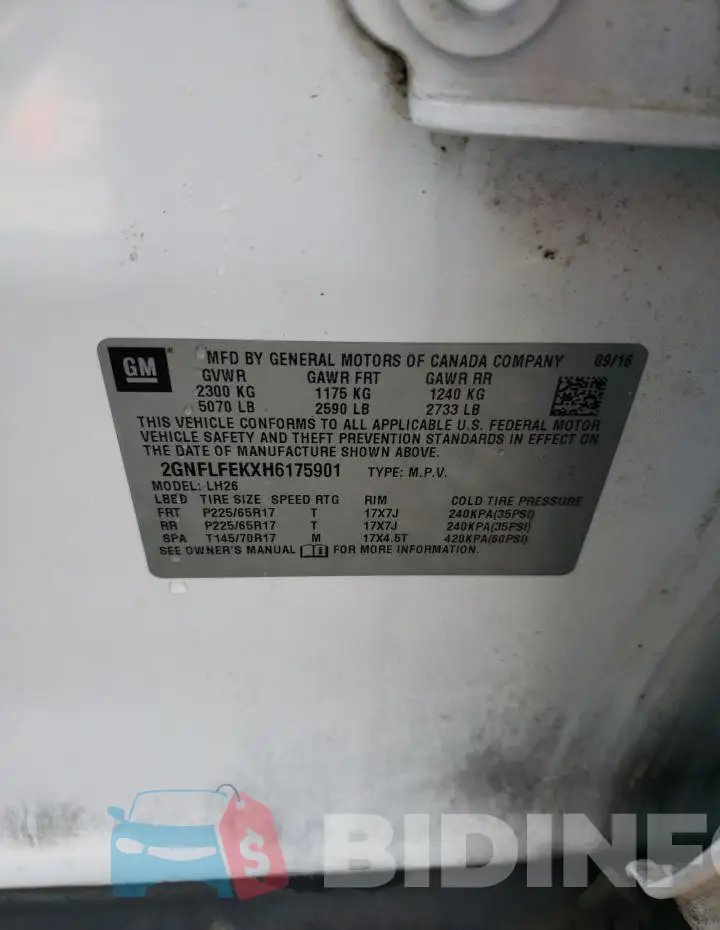 2GNFLFEKXH6175901 Photo# 13