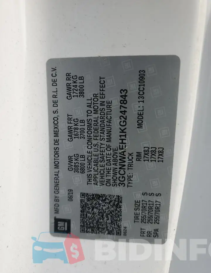 3GCNWAEH1KG247843 Photo# 12