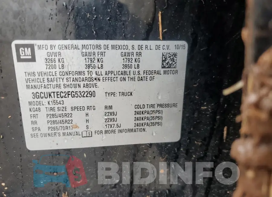 3GCUKTEC2FG532290 Photo# 12