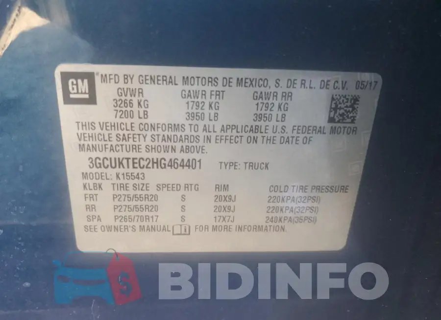 3GCUKTEC2HG464401 Photo# 12