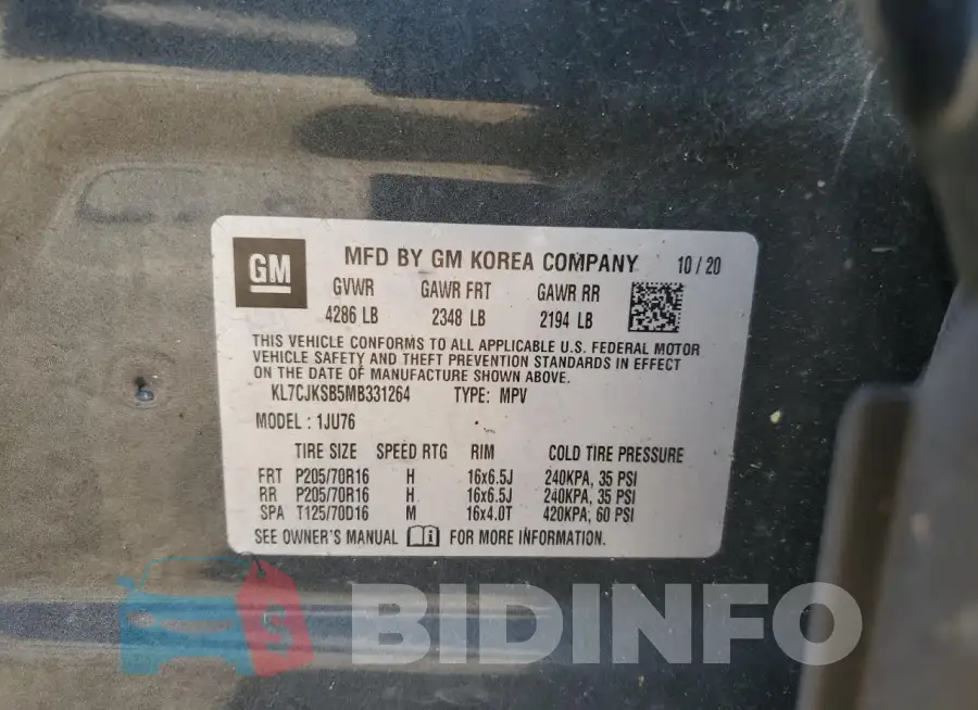 KL7CJKSB5MB331264 Photo# 13