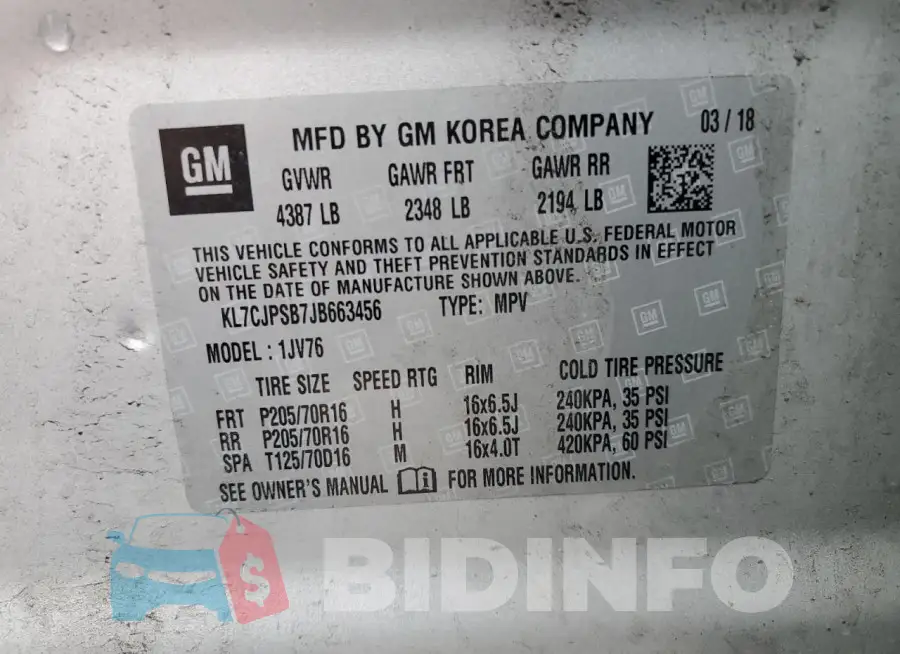 KL7CJPSB7JB663456 Photo# 13
